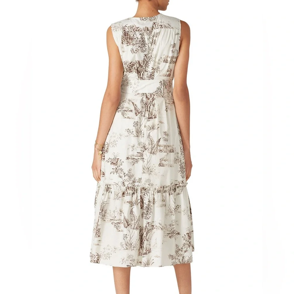 NICHOLAS Jordane White and Brown Floral Sleeveless Maxi Dress